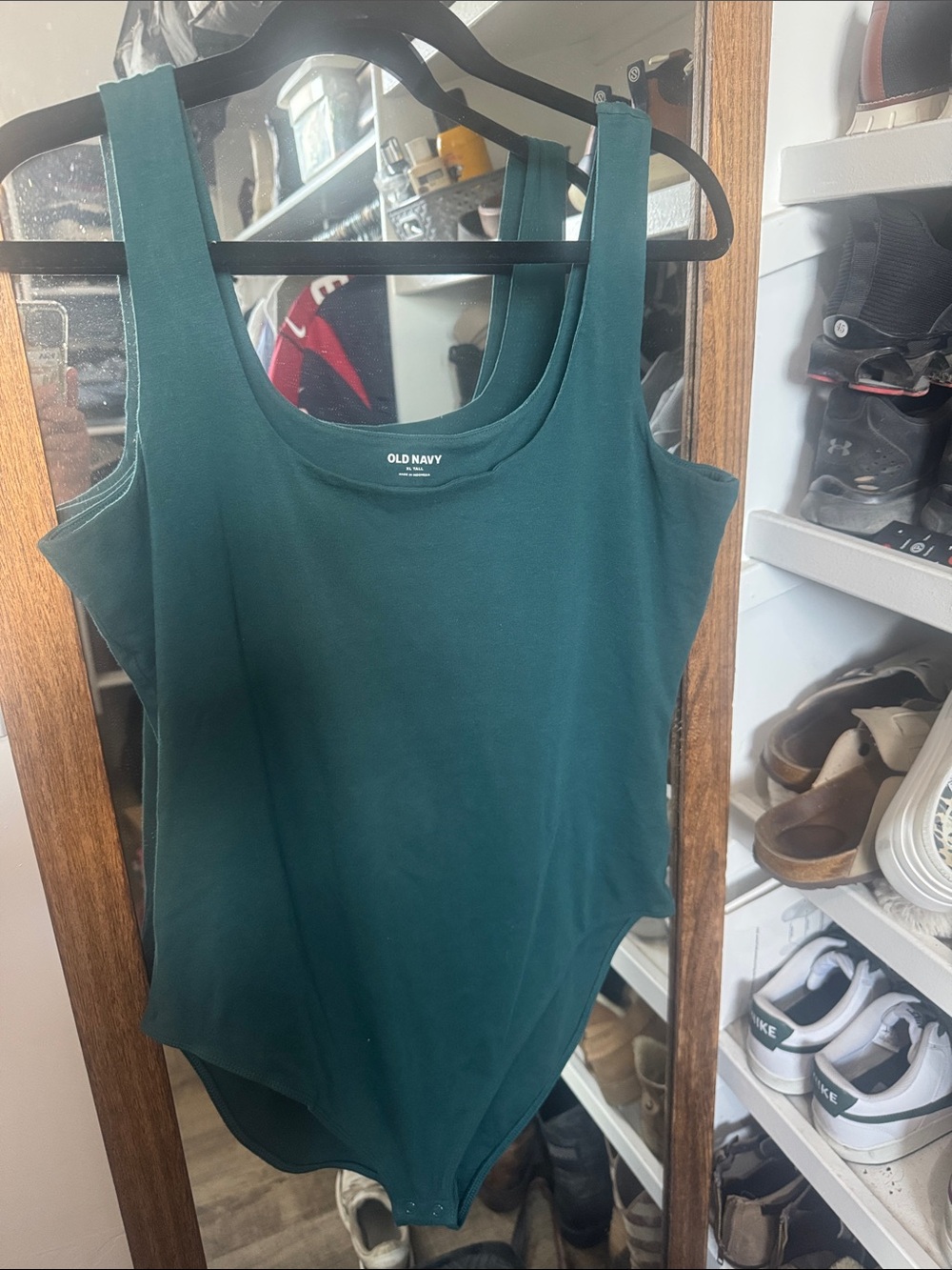 Old Navy Forest Green Double Layer Scoop Neck Tank Bodysuit